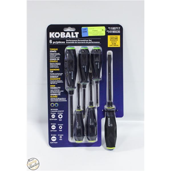 NEW KOBALT 6PC DIAMOND COATED TIP SCREWDRIVER SET