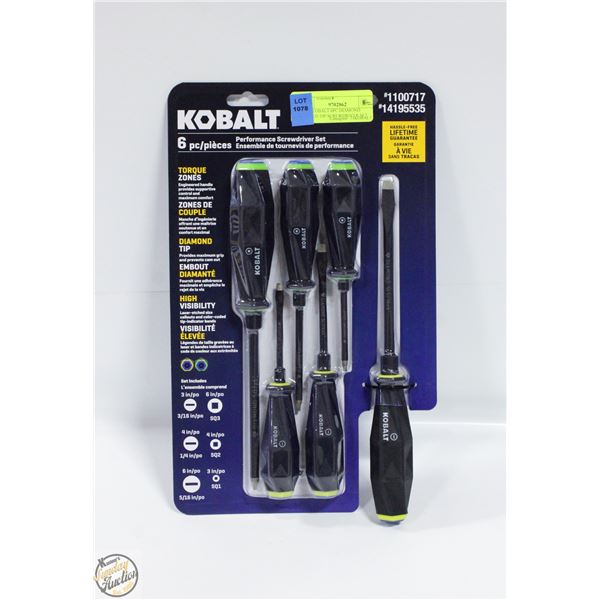 NEW KOBALT 6PC DIAMOND COATED TIP SCREWDRIVER SET
