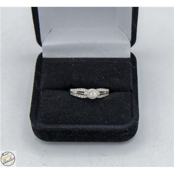 14K WHITE GOLD ROUND 11 CT RING SIZE 7