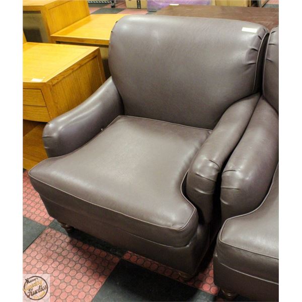 WIDE SEAT LEATHERETTE MAUVE ARM CHAIR