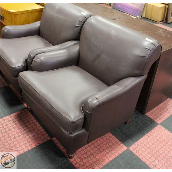 WIDE SEAT LEATHERETTE MAUVE ARM CHAIR