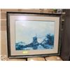 Image 1 : 32" X 26" GLASS/MATT AND FRAMED WINDMILL ART