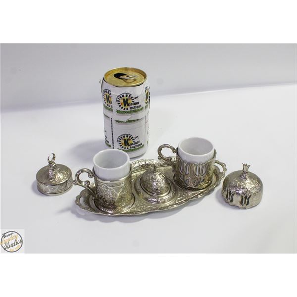 VINTAGE TURKISH COFFEE SET W/TRAY