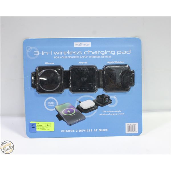 NEW SEALED MYCHARGE 3 IN 1 WIRELESS CHARGING PAD