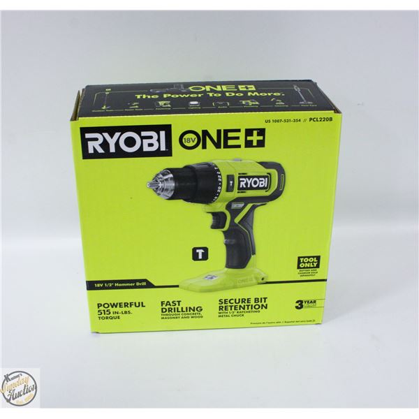 NEW RYOBI ONE 18 VOLT 1/2 HAMMER DRILL