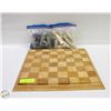 Image 1 : WOODEN CHESS BOARD + STONE CHESS PLAYING PIECES