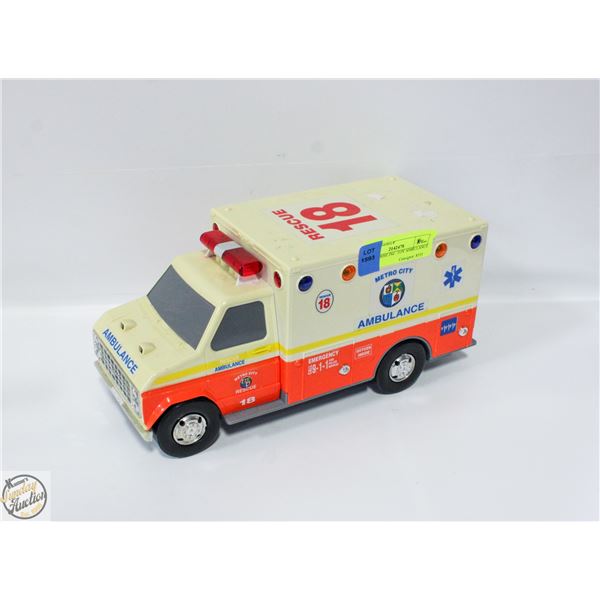 1992 FUNRISE INC. TOY AMBULANCE H-5.5" L-12" WITH