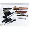 Image 1 : BOX OF KNIVES AND LEATHERMAN MULTI TOOL