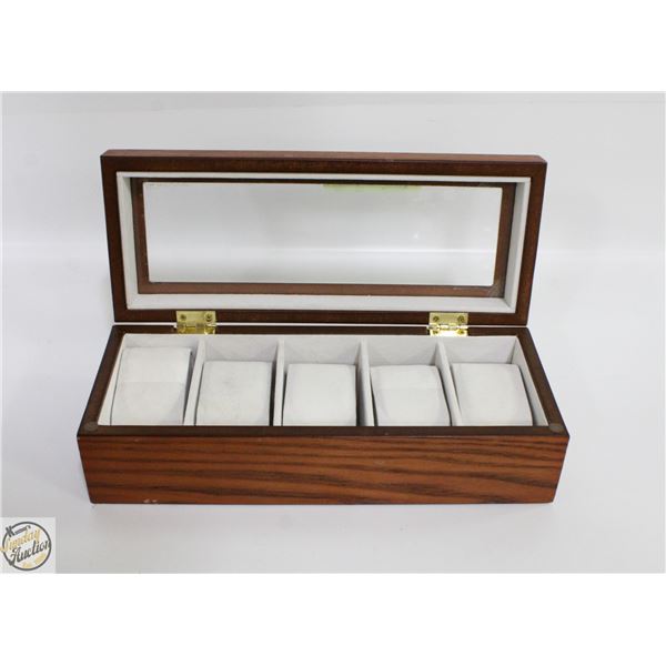 5 SLOT WOOD AND LINEN WATCH BOX