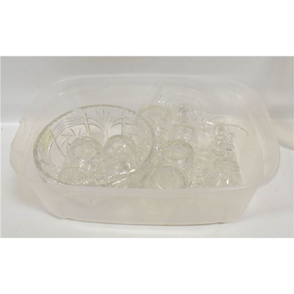 PIN WHEEL CRYSTAL BOWL+12 ASSORTED PINWHEEL GLASS