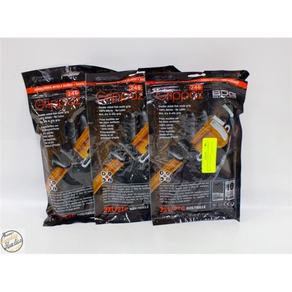 3PKS OF 10 GLOVES BDG GRIPPAZ NITRILE MECHANIC