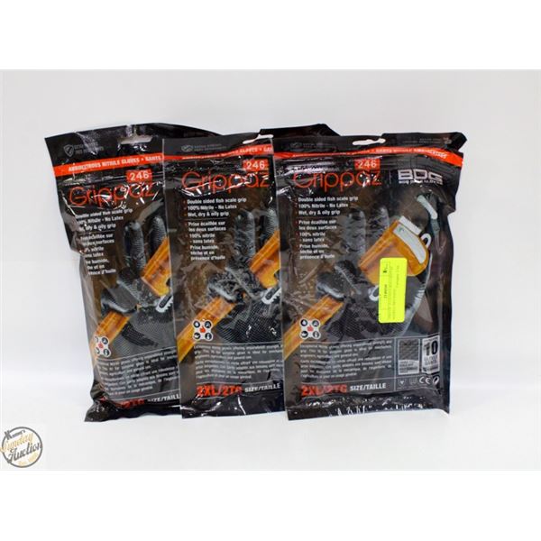 3PKS OF 10 GLOVES BDG GRIPPAZ NITRILE MECHANIC