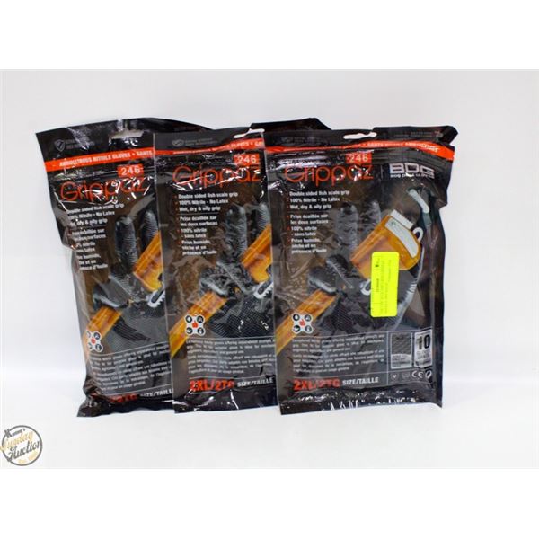 3PKS OF 10 GLOVES BDG GRIPPAZ NITRILE MECHANIC