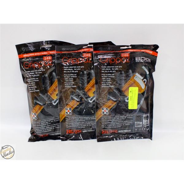 3PKS OF 10 GLOVES BDG GRIPPAZ NITRILE MECHANIC