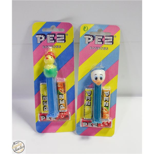 VINTAGE 2 (SEALED) PEZ DONALD DUCK, CHICKEN