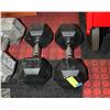 Image 1 : SET OF 20LB RUBBER HEX DUMBELLS