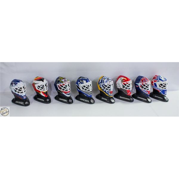 TRAY OF 8 GOALIE MASKS