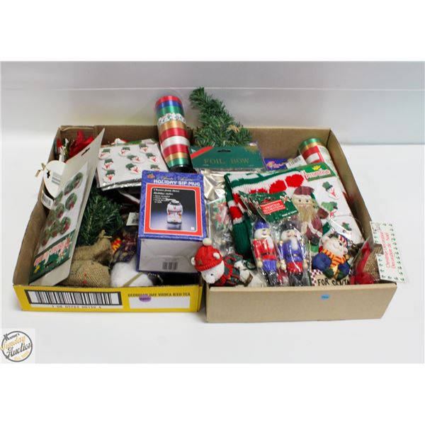 2 CHRISTMAS FLATS 48 NEW ITEMS/CANDLE/DECORATIONS