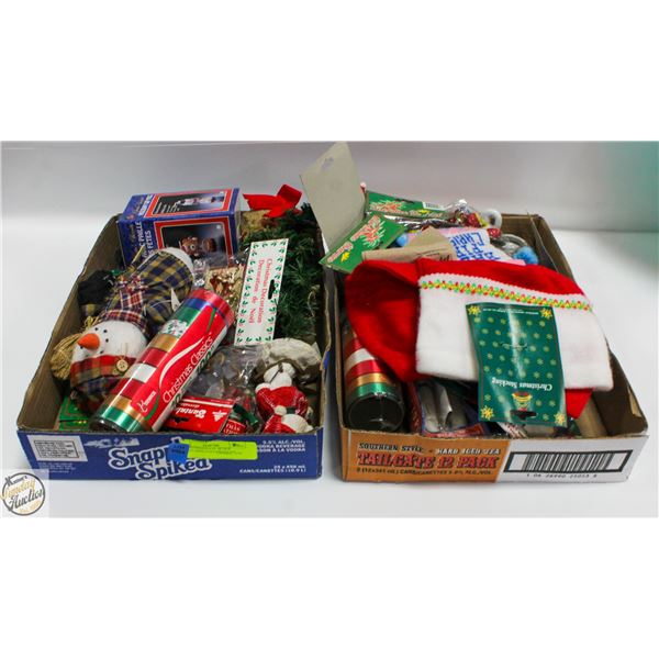 2 CHRISTMAS FLATS 48 NEW ITEMS/CANDLE/DECORATIONS