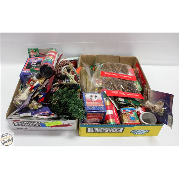 2 CHRISTMAS FLATS 48 NEW ITEMS/CANDLE/DECORATIONS