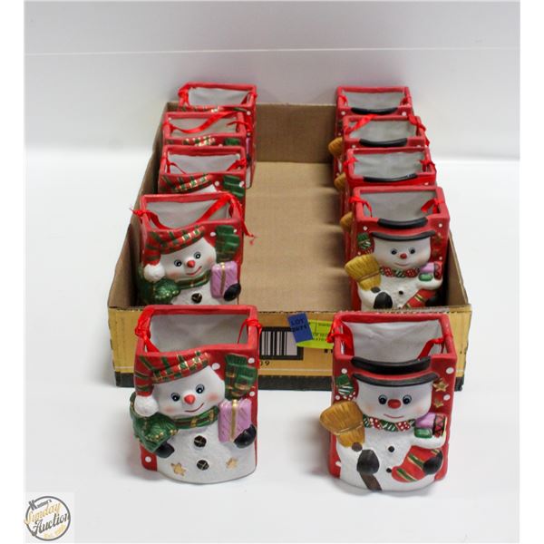 FLAT OF 10 CERAMIC CHRISTMAS DECORATIONS