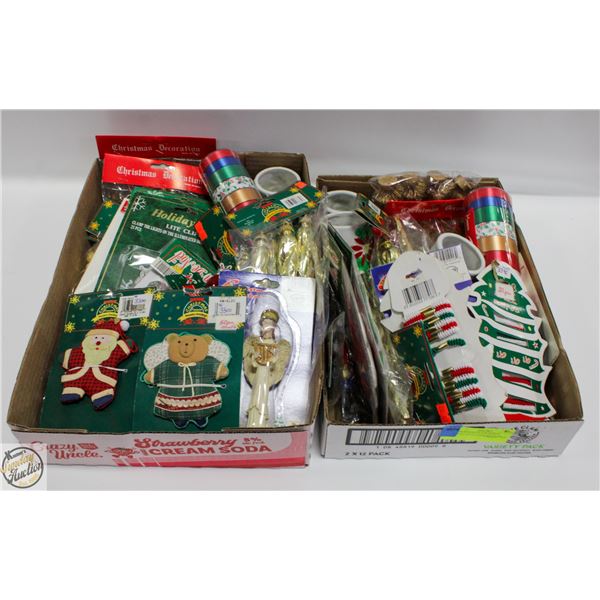 2 CHRISTMAS FLATS 48 NEW ITEMS/CANDLE/DECORATIONS