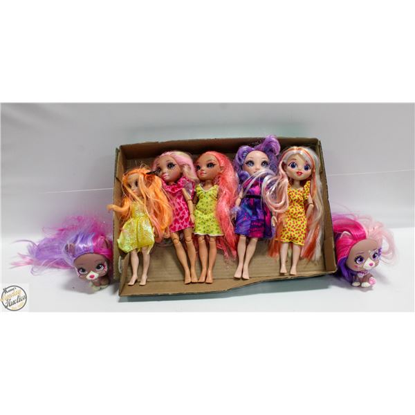 RAINBOW DOLLS & DOGS WITH COLORED