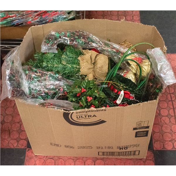 LARGE FLAT OF 50 NEW CHRISTMAS ITEMS. DECORATIONS,