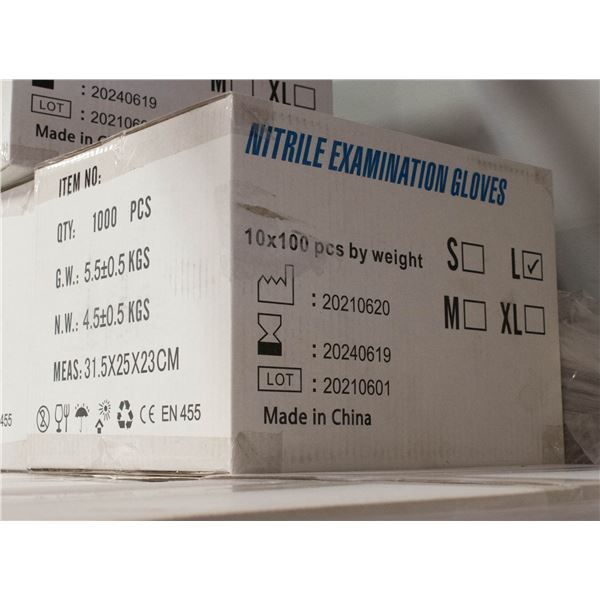 CASE WITH 1000 SIZE LARGE NITRILE EXAM GLOVES