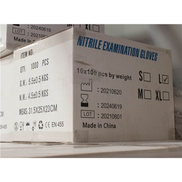 CASE WITH 1000 SIZE LARGE NITRILE EXAM GLOVES