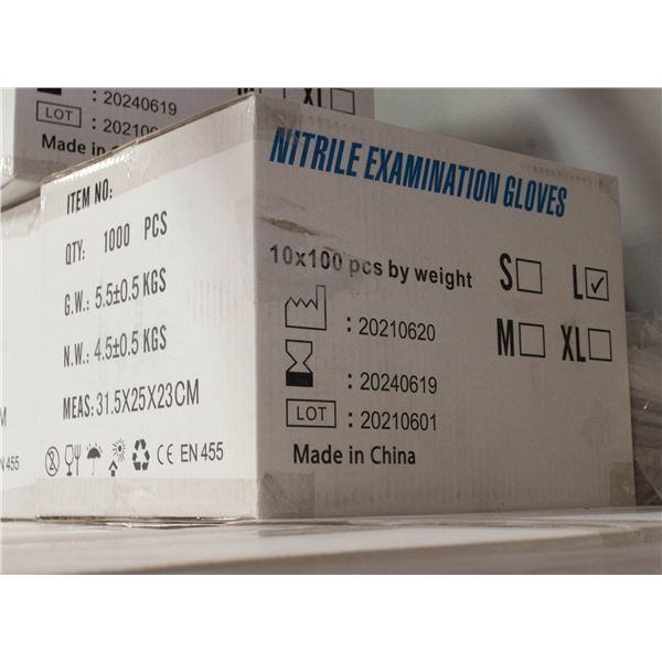 CASE WITH 1000 SIZE LARGE NITRILE EXAM GLOVES