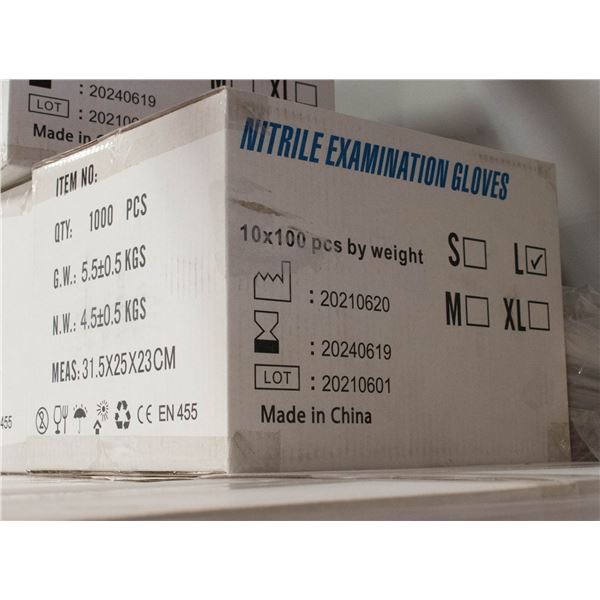 CASE WITH 1000 SIZE LARGE NITRILE EXAM GLOVES