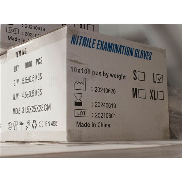 CASE WITH 1000 SIZE LARGE NITRILE EXAM GLOVES