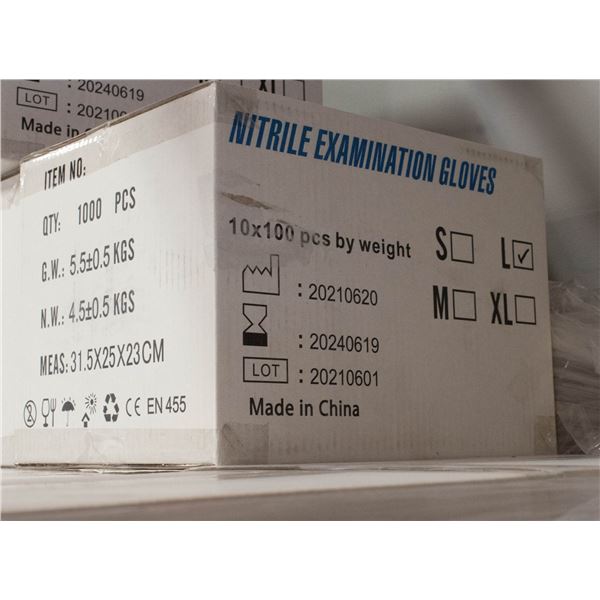 CASE WITH 1000 SIZE LARGE NITRILE EXAM GLOVES