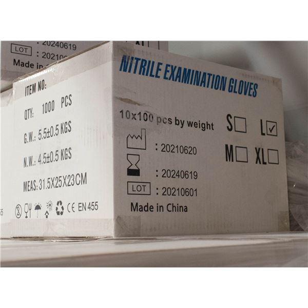 CASE WITH 1000 SIZE LARGE NITRILE EXAM GLOVES