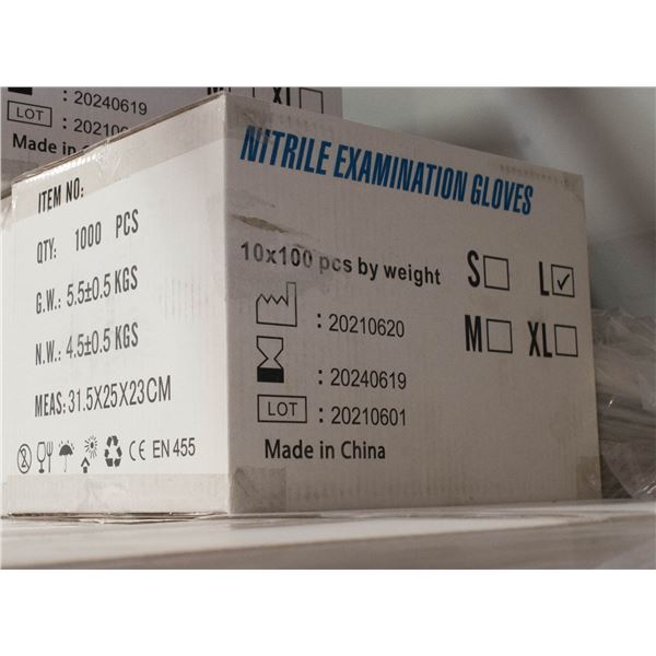 CASE WITH 1000 SIZE LARGE NITRILE EXAM GLOVES