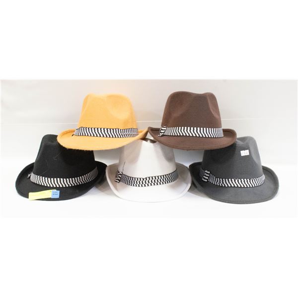 5 X FELT FEDORA HATS