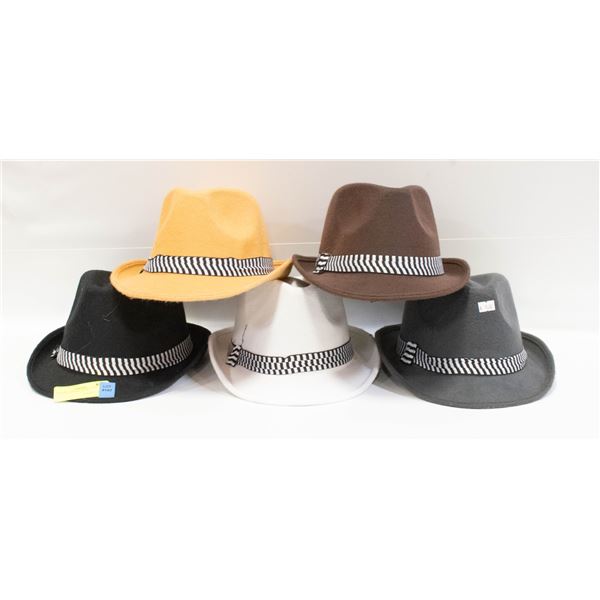 5 X FELT FEDORA HATS