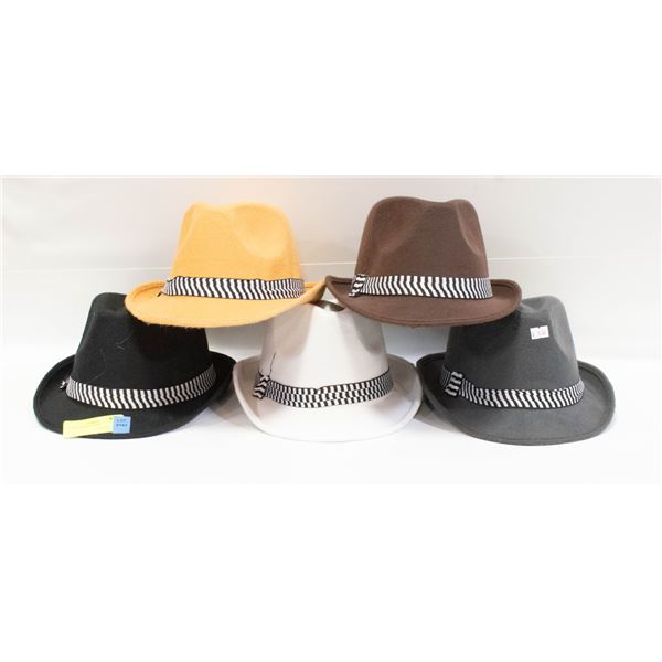 5 X FELT FEDORA HATS
