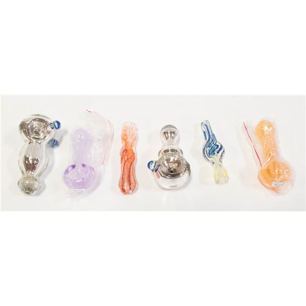 6 GLASS PIPES