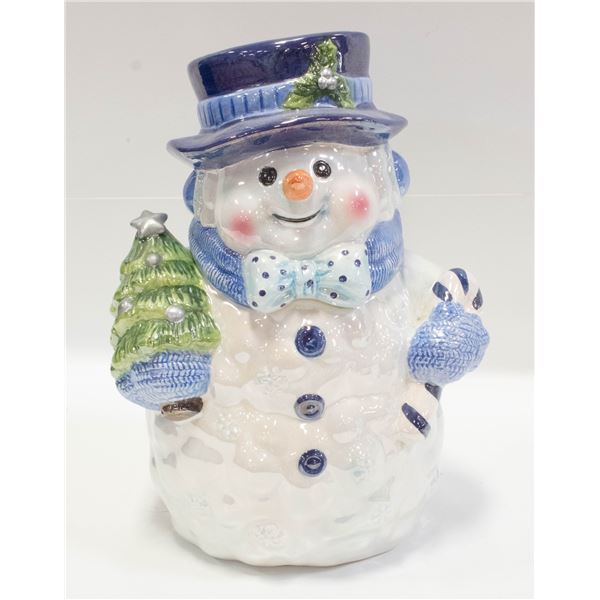 HOLIDAY JOY CERAMIC FROSTY THE SNOWMAN COOKIE JAR