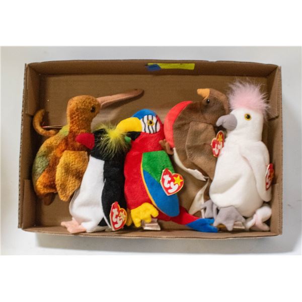 TY BEANIE BABIES W/TAGS BIRDS - BEAK, EARLY