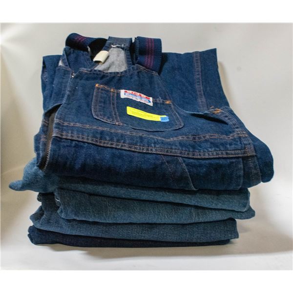 MENS 36 WAIST, BLUE JEAN BIB-OVERALLS,