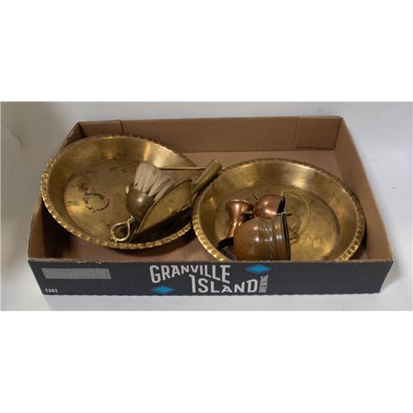 TWO 1970S BRASS DECORATIVE SERVING PLATTERS