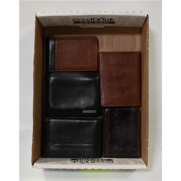 3 FOSSIL + BAXTON LEATHER WALLETS