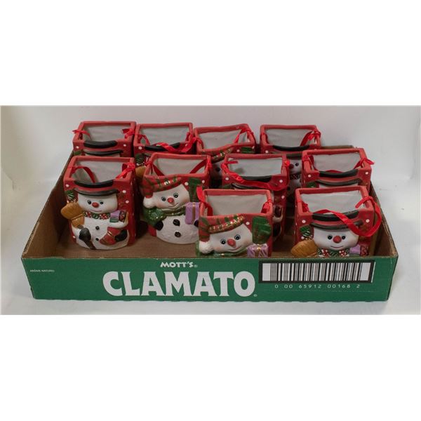 FLAT OF 10 CERAMIC CHRISTMAS DECORATIONS