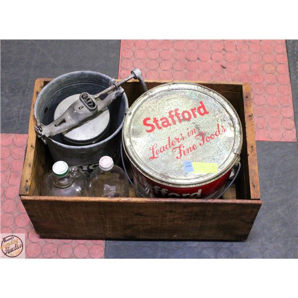 WOODEN FRUIT BOX/STAFFFORD PAIL;