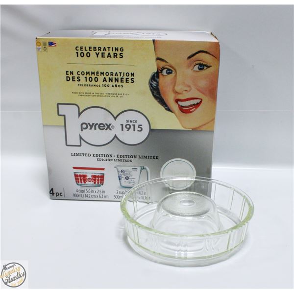 PYREX SET, QUEEN ANN GLASSBAKE BOWL