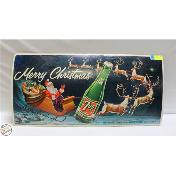 7UP XMAS CARDBOARD SIGN 14.5" X 30"