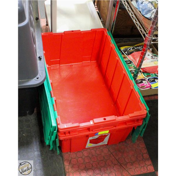 2 LARGE HINGED STORAGE TUBS